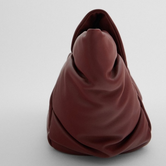 ZARA BNWT Pleated Leather Clutch Shoulder Bag - Picture 2 of 7